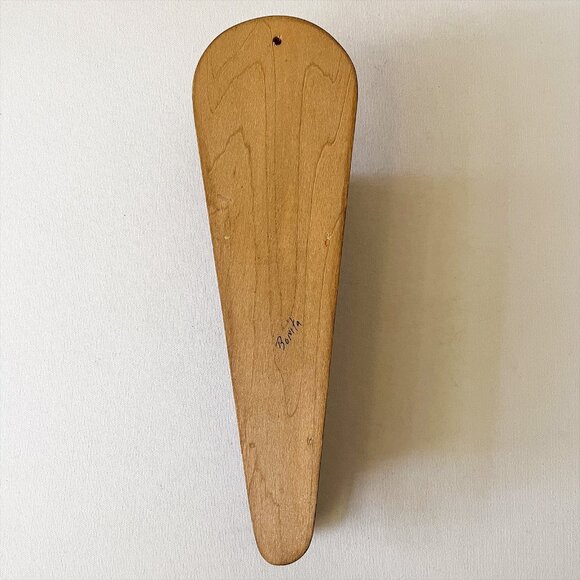 Vintage Hand Painted Wooden Scissor Holder Floral Wall Pocket Pink Flower Signed - Picture 3 of 6